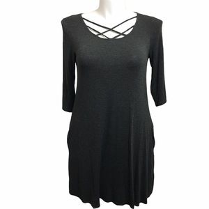 Goldspark jersey knit short sleeve gray dress. Lg